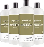 Amazon Basics Moisture Rich Conditioner with Vitamin E for Dry Damaged Hair - Nourishing Softens 28oz 4-Pack
