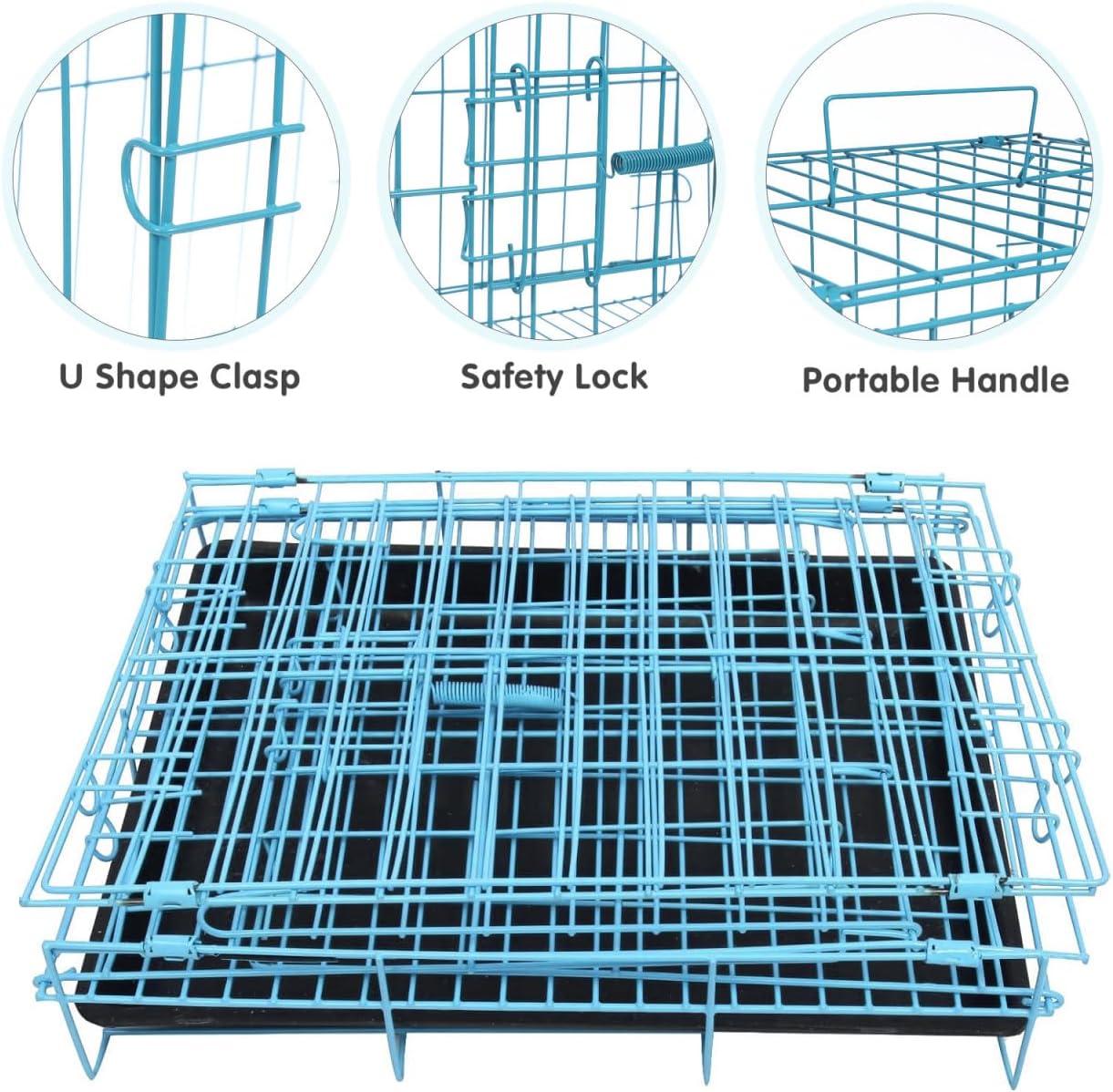 Hemobllo Folding Dog Cage 13.77X12.59X10.23 Inch Portable Metal Pet Crate for Small and Medium Dogs Cats Rabbits Indoor Outdoor Use with Ventilated Design