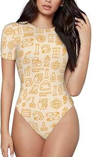 Women'S Short Sleeve Bodysuit -Honey Beekeeping Apiculture Bee Farm Round Neck Basic Bodysuit T-Shirt