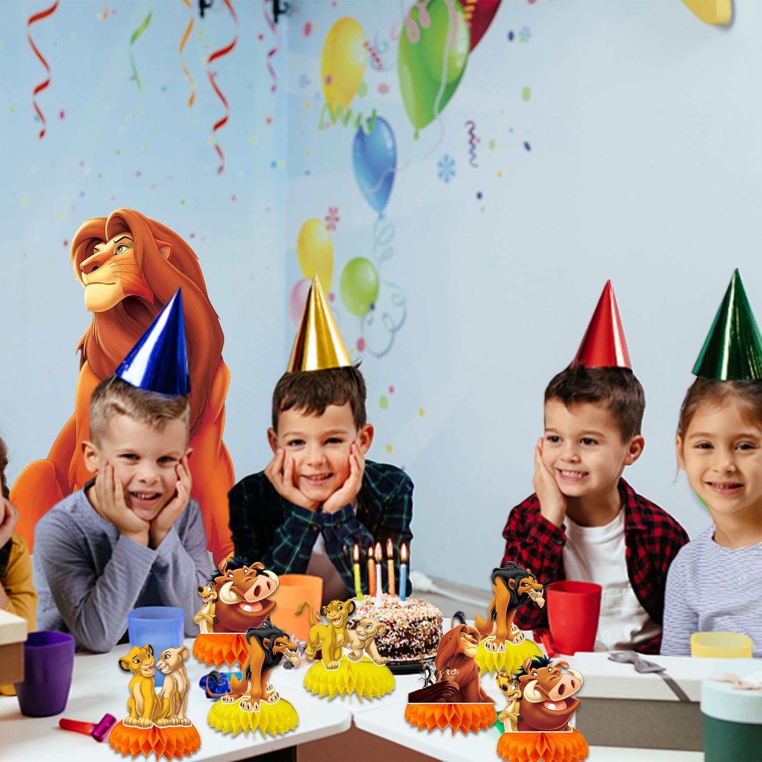 6 PCS Lion-king Honeycomb Centerpieces lion Honeycomb Centerpieces for lion Party Supplies