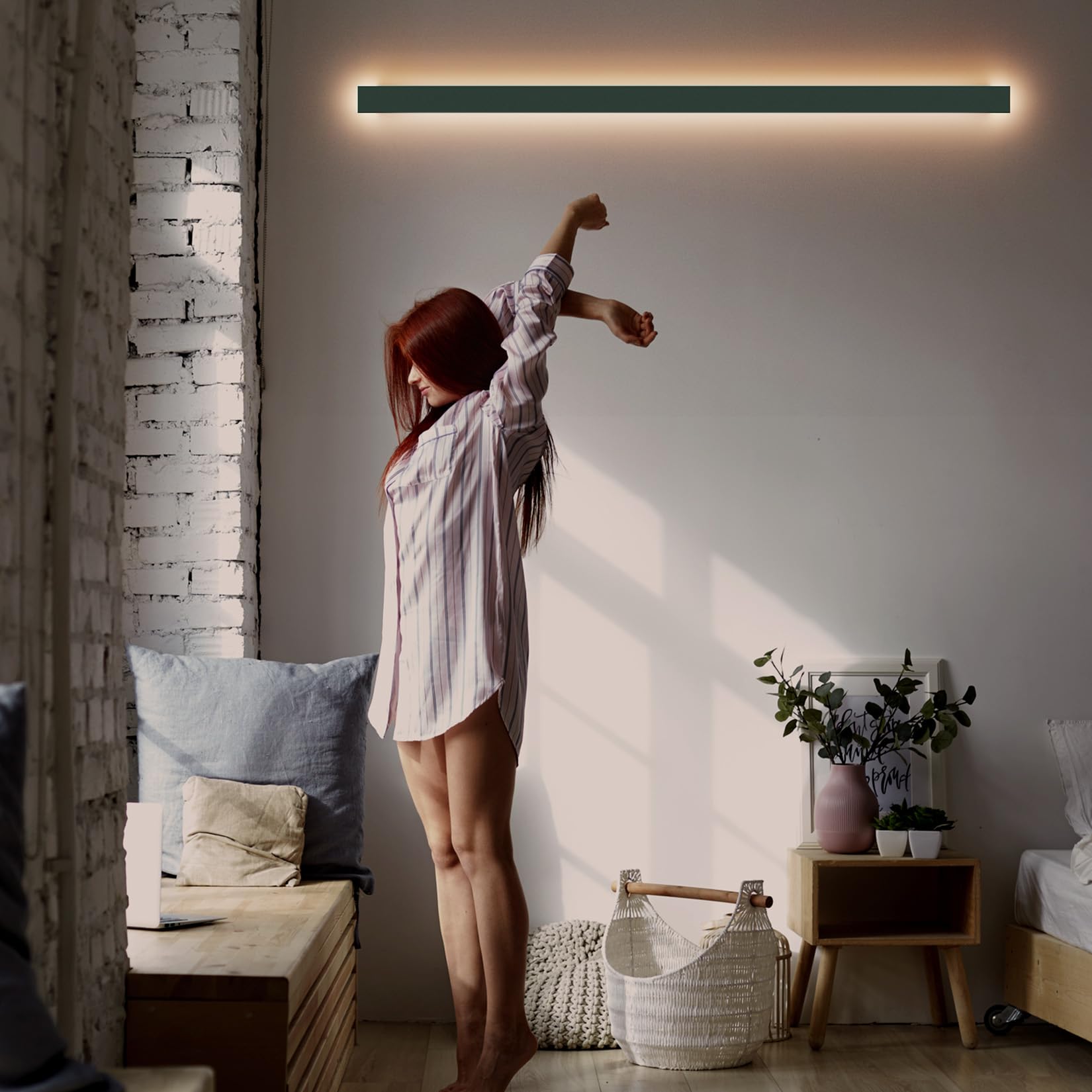 Klighten Lange Wandleuchte LED, Anthrazit Wandlampe Außen/Innen IP65, 35W/120cm Außenwandleuchten, Außenlampe Eisen Acryl, Aussenlampe für Gärten Terrassen Schlafzimmer, Warmes Licht 3000K