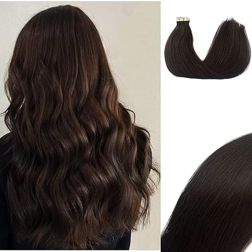 BlondeTape - Extensiones de cabello humano 14 pulgadas, color rubio oscuro balayage, extensiones de cabello humano sedoso y lacio, extensiones de