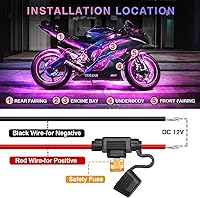 Vista 9 de 8 piezas de kit de luces LED RGB para motocicleta con mando a distancia APP/RF, luces de tira de doble zona con señal de giro y freno, luces