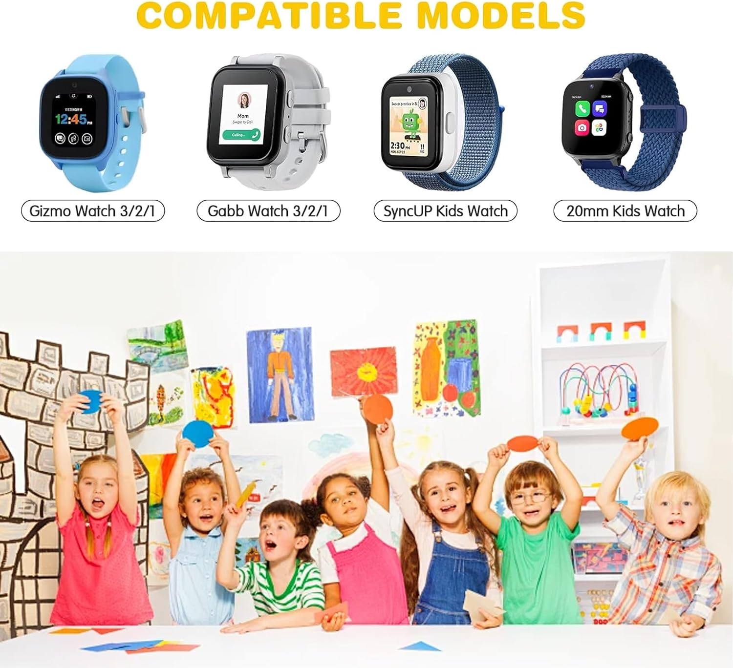 Scrunchies Watch Bands Compatible with Gizmo Watch 3 2 1, Gabb Watch 3 2 1, SyncUP Kids Watch, 20mm, Quick Release, Replacement Wristband for Kids Boys Girls image 4