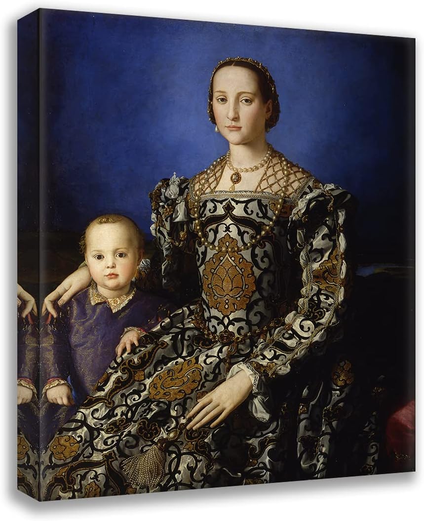 ArtDirect Agnolo Bronzino 20x24 Gallery Wrapped Canvas Museum Art Print Titled: Portrait of Eleanor of Toledo with Her Son Giovanni De’ Medici (1544-1545)