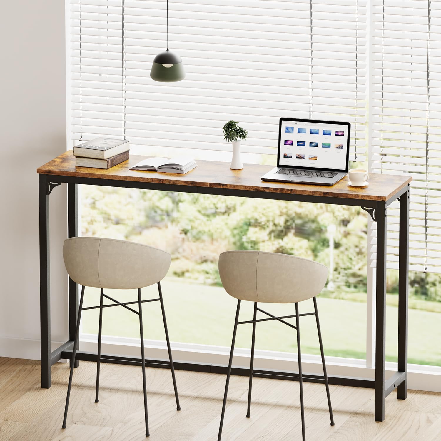 APPOLYN 63" Bar Table, Bar Height Pub Table, Counter Height Bar Table, Rectangular High Top Kitchen & Dining Counter Tables with Sturdy Legs & Easy-to-Clean Top, Indoor use, Vintage