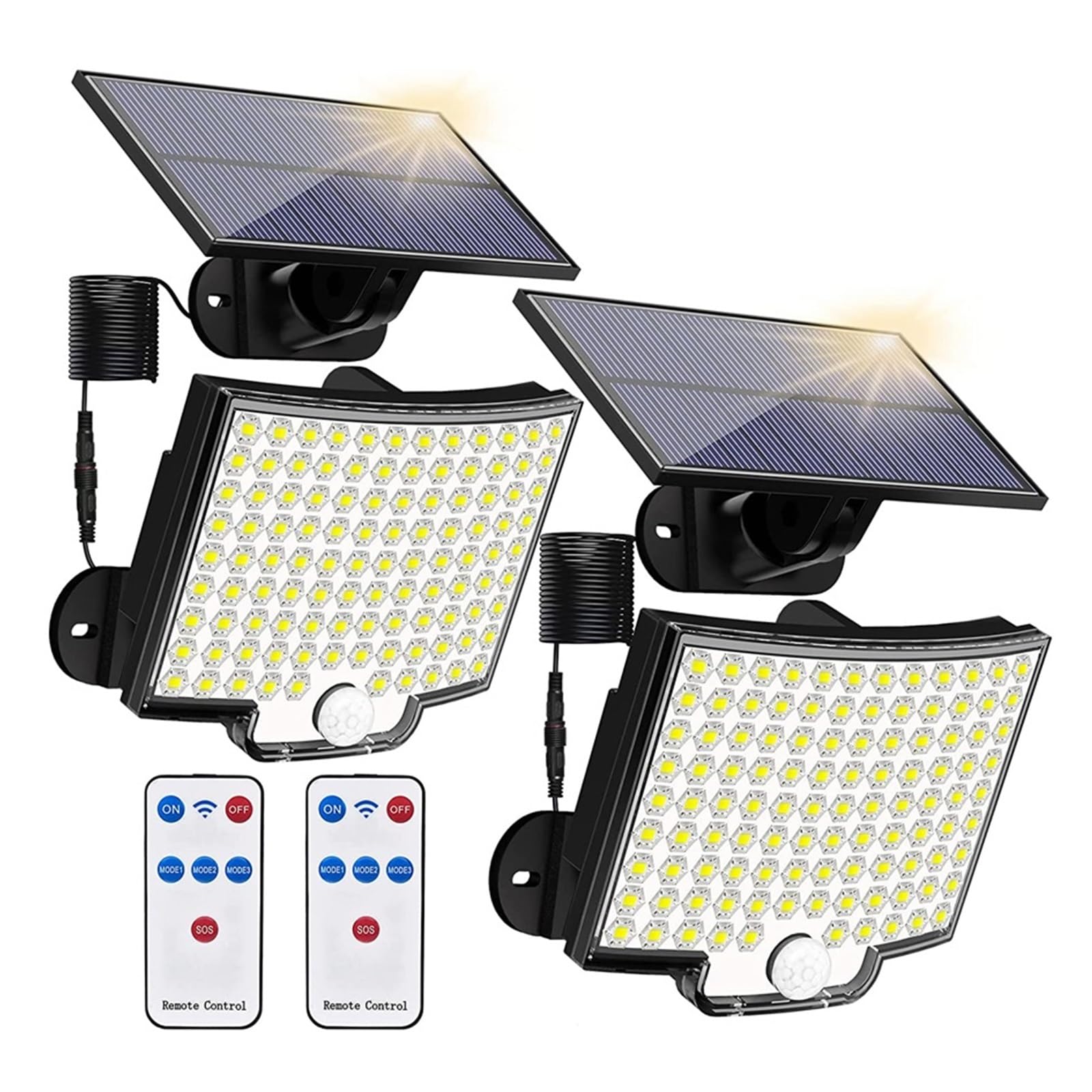 106/200/228 Lampa Solarna LED Zewnętrzne Światło Bezpieczeństwa LED Czujnik Ruchu Wodoodporny Oddzielony Panel Słoneczny Światło Słoneczne Ogrodowa Lampa Garażowa Super Jasny(106LED-2PCS)
