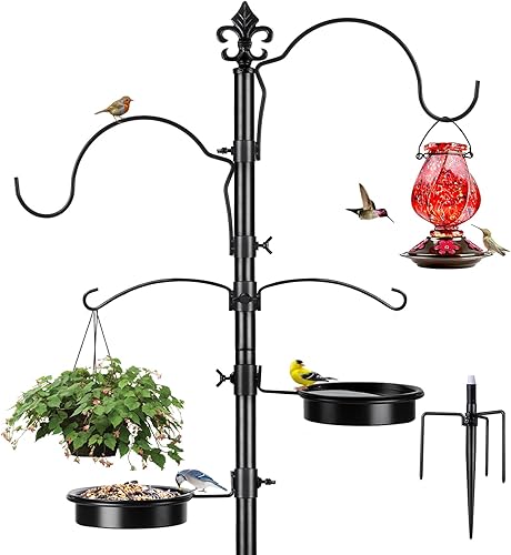 Miniatura 9 de BOLITE Comedero para pájaros de cubierta para barandilla, comedero para pájaros de balcón para exterior, tres bandejas, versión mejorada, color negro