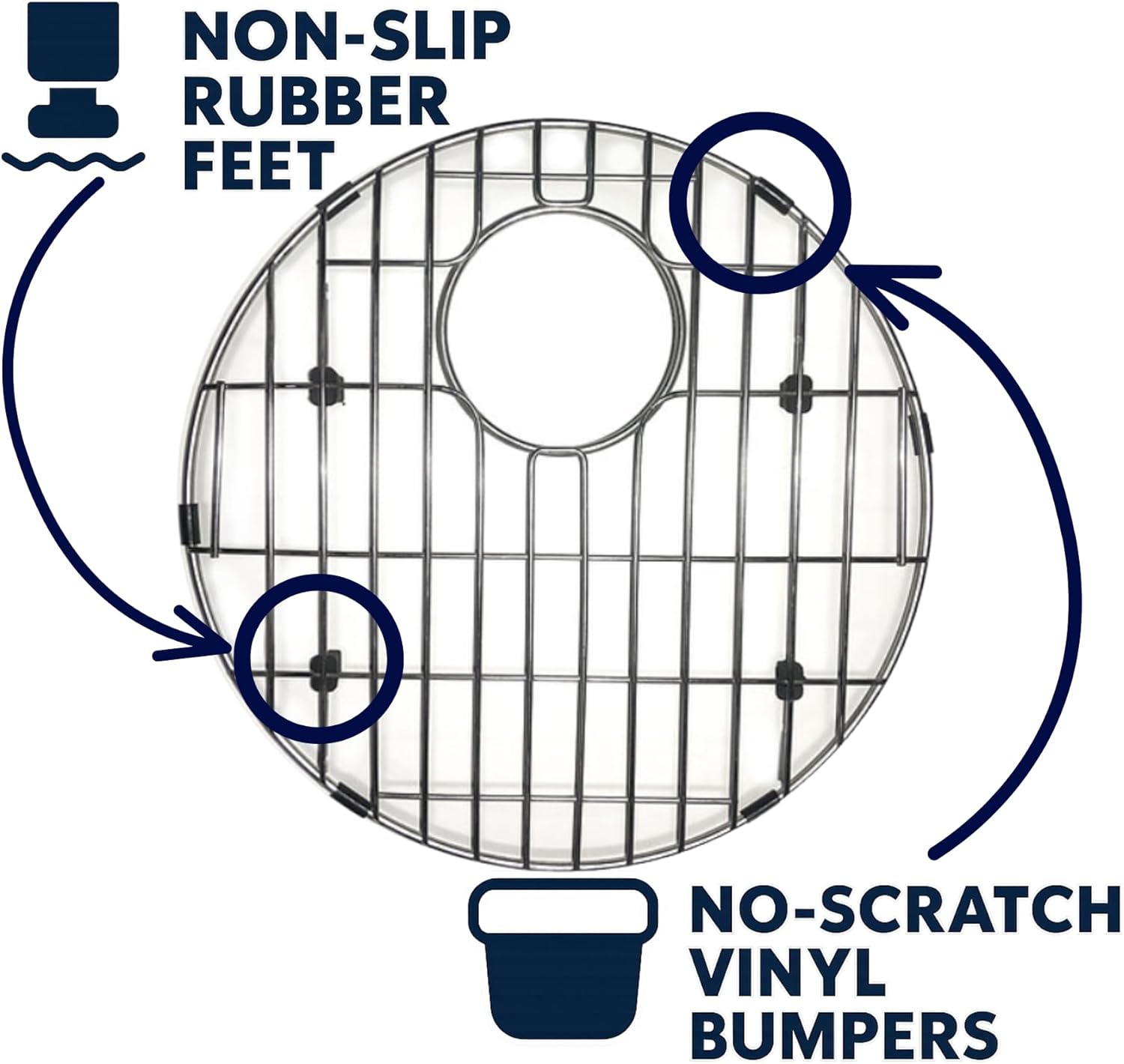 Nantucket Sinks BG37 Sink Protector – Stainless Steel Bottom Grid for NS37 Bar/Small Kitchen Sink, Chrome Finish, Electro-Plated, Protective Rubber Feet & Vinyl Bumpers