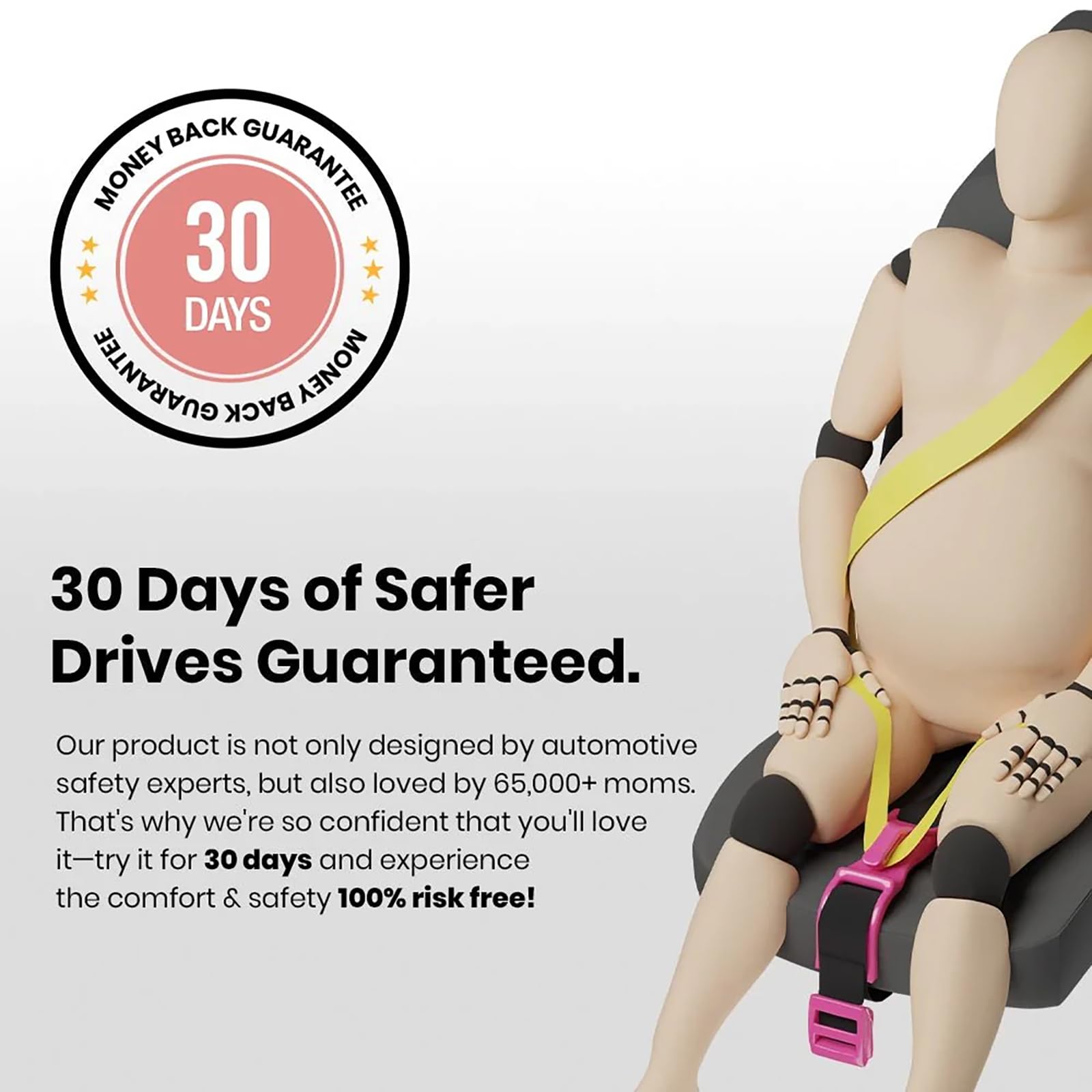 Hvshq Mimibelt Pregnancy Safety Belt Cover, Universal Seatbelt Shoulder Pad Set and Cushion, an in-car Accessory Designed to Enhance Riding Comfort-Black - 5