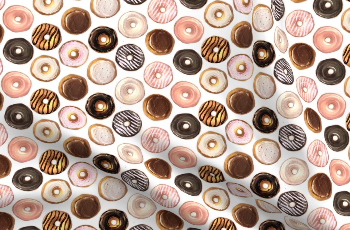 Spoonflower Fabric - Multi Donuts Watercolor Food Doughnut Printed on Organic Cotton Sateen Fabric by The Yard - Sewing Quilting Apparel Home Decor