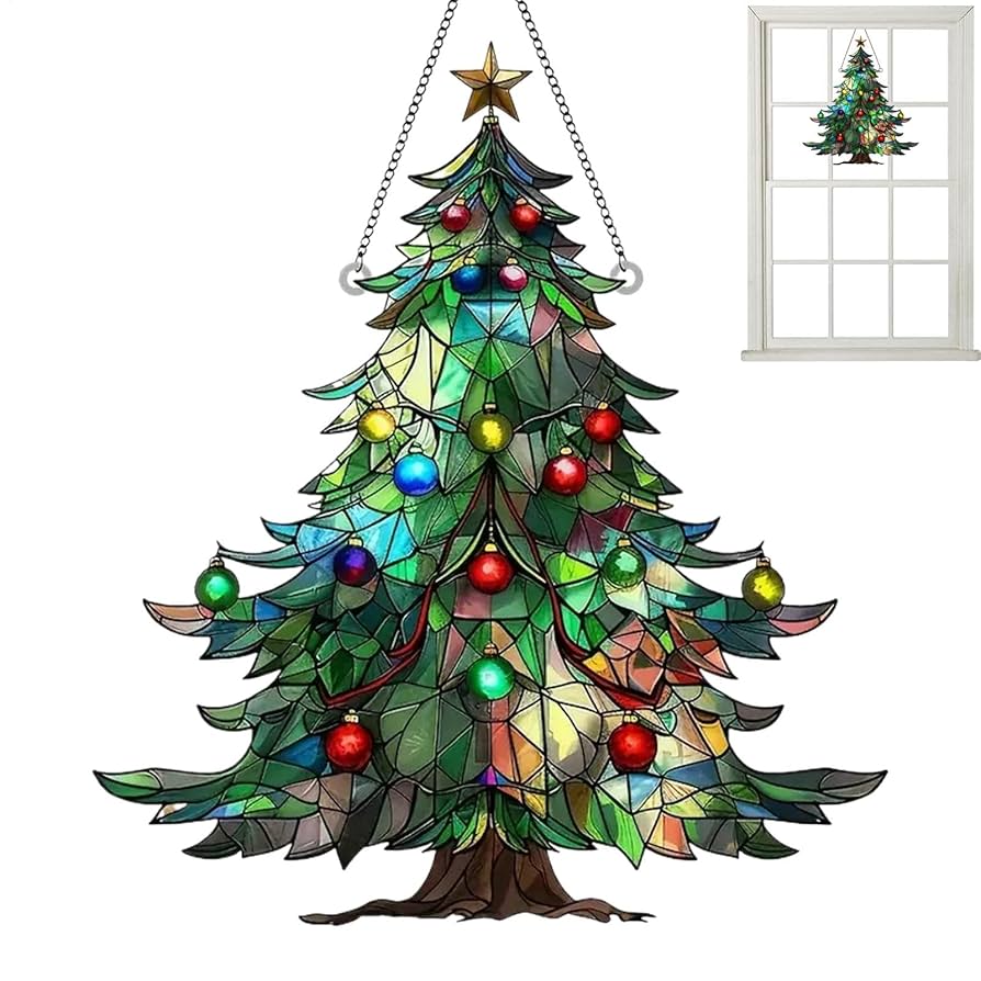 ステンドグラスのクリスマスミニツリー Amazon.co.jp: Zqkimzi クリスマス ウィンドウ サン