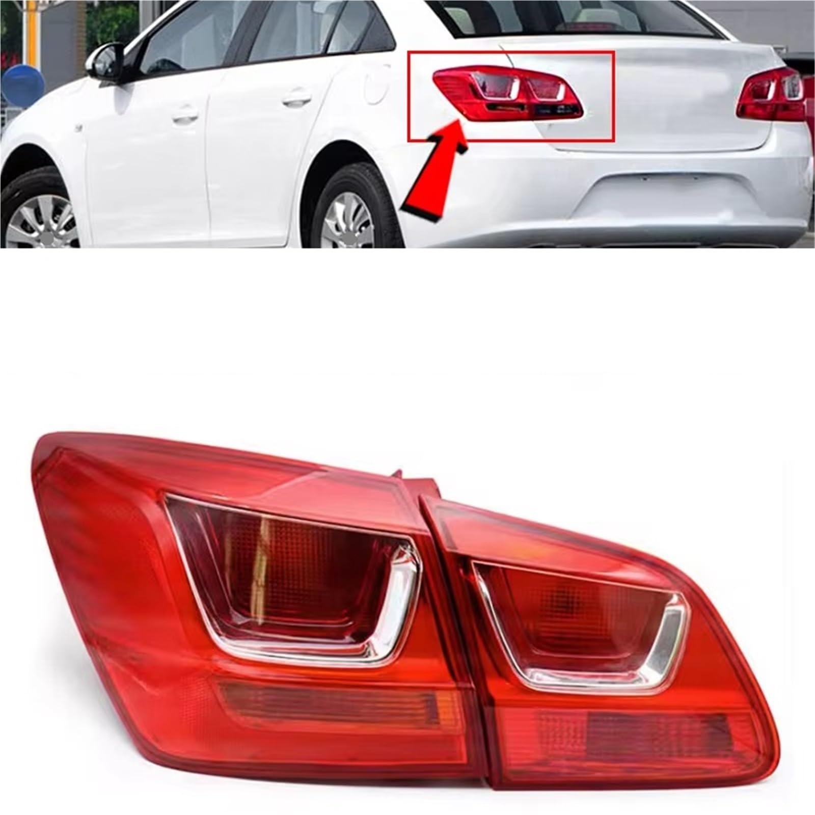 Compatible Con Chevrolet Para Cruze 2015 2016 Luz Trasera Interior Exterior Coche Lámpara Señal De Giro Freno Marcha Atrás Accesorios(Outer Right)