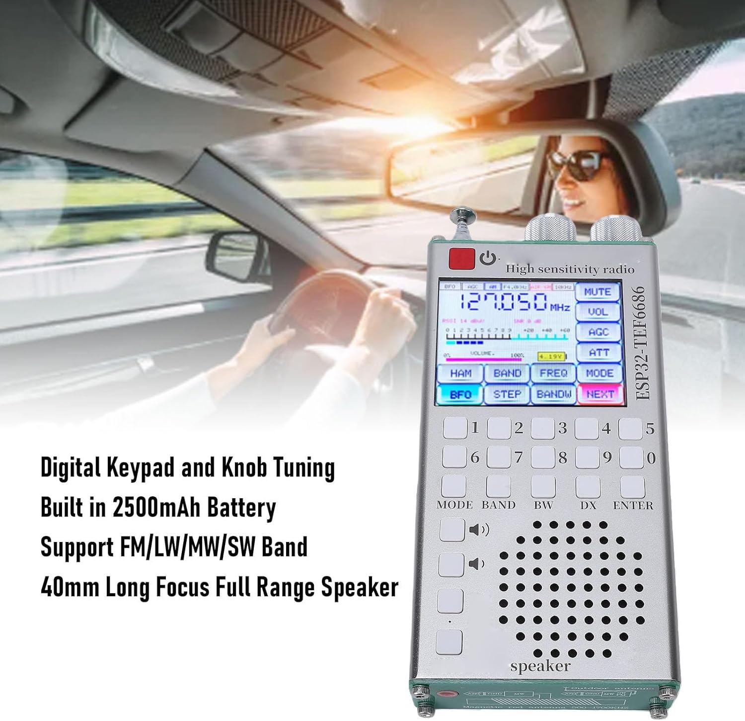 Eujgoov Radio ATS125 Full Band FM AM SSB Bluetooth Handheld Radio Scanner Digital Tuning Portable