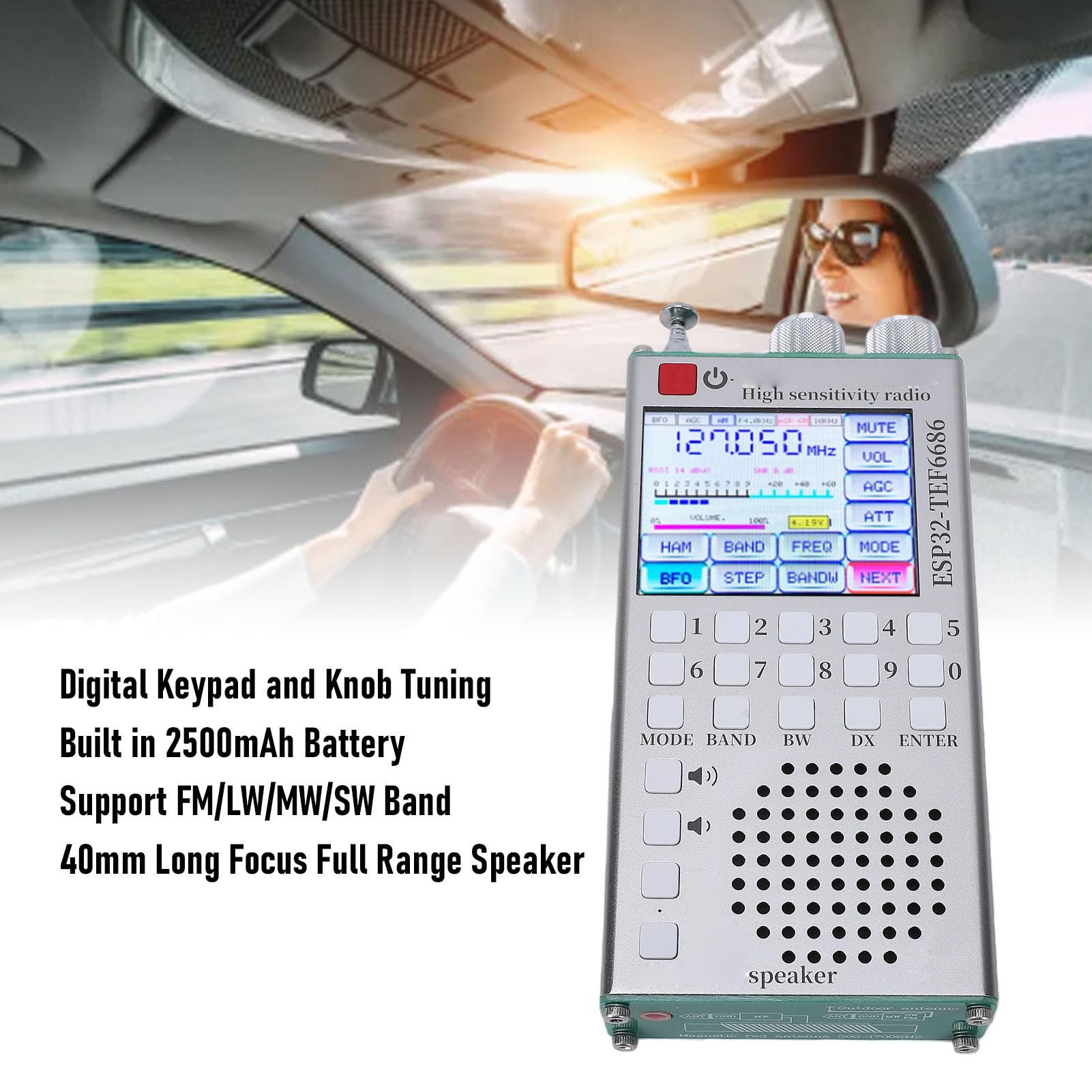 Fafeicy Vollbandradio FM AM SSB-Empfänger Hochempfindliches Hand-BT-Radio 2,4-Zoll-Touchscreen-Dual-System für Amateurfunk-Enthusiasten