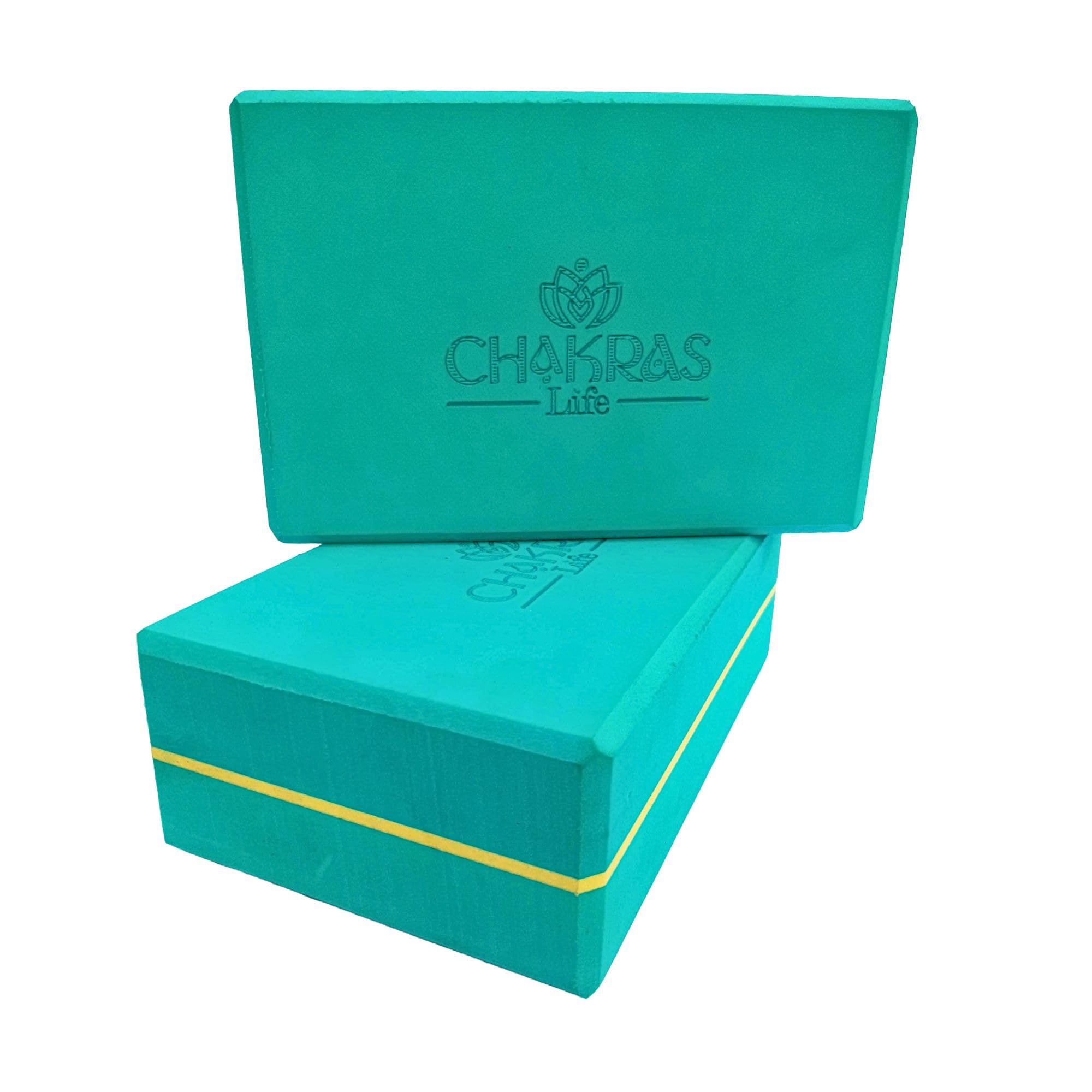 Yoga Blocks Set of 2 | Lightweight & EVA Foam Bricks for Flexibility, Modified Poses, and Beginners | Non-Slip | Aqua Color-image-12