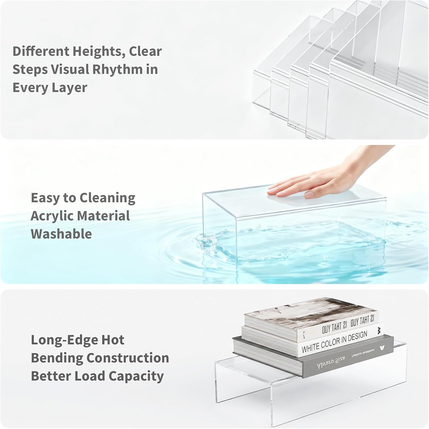 Acrylic Display Risers 5 PCS, Buffet Risers U-Shaped Food Display Stands for Dessert Party Cafe Table, Clear Perfume Stand Organizer for Countertop Tiered Shelf Risers for Retail Collectible Showcase image 5