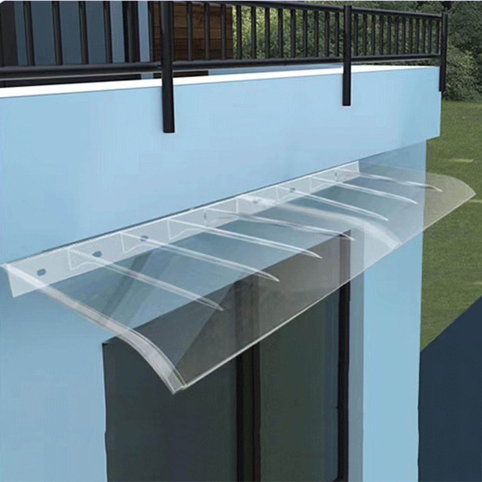 GJMSSMY Transparent Door Canopy, UV & Rain Protection Awning, Weather-Resistant Outdoor Shelter for Balconies, Entryway, 50 x 60 cm, Polycotton Cover, Durable & Stylish