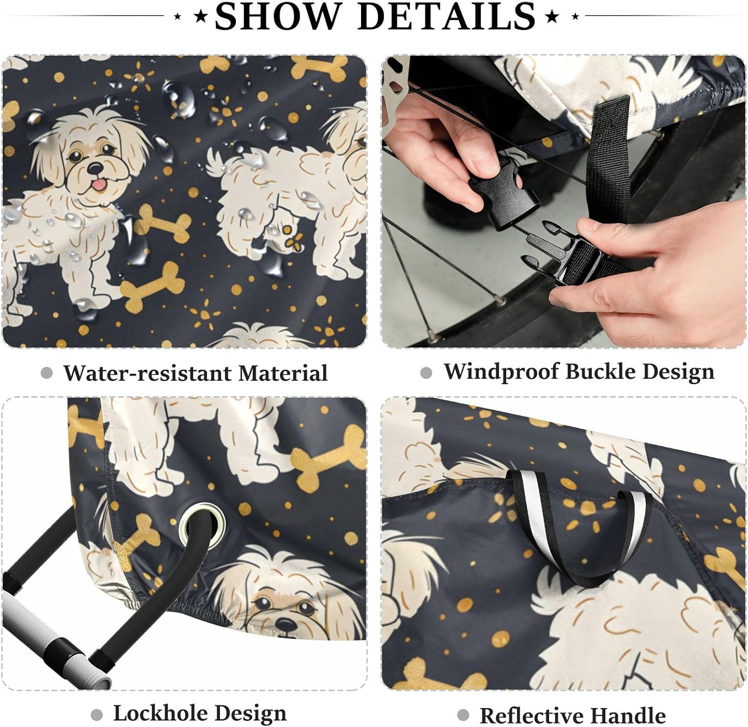 ALAZA West Highland White Terrier Dog Bike Cover Waterproof Outdoor Ebike Bicycle Covers Tarp Protection for 1/2 Bikes, Sun UV Dust Wind Proof