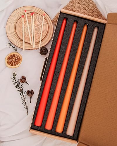 Miniatura 2 de Viyffo Juego de 4 velas cónicas color naranja de 12 pulgadas, sin perfume, sin humo, largas y altas para candelabros, boda, decoración del hogar,