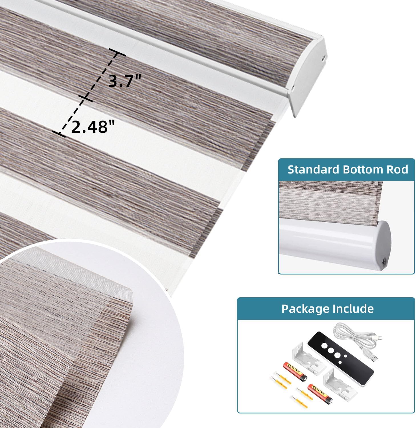 SmartWings Motorized Zebra Shades Work with HomeKit, Alexa, Google Home, 60% Blackout Light Filtering Day Night Sheer Blinds, Privacy Light Control, for Home/Office, Customized, Mix