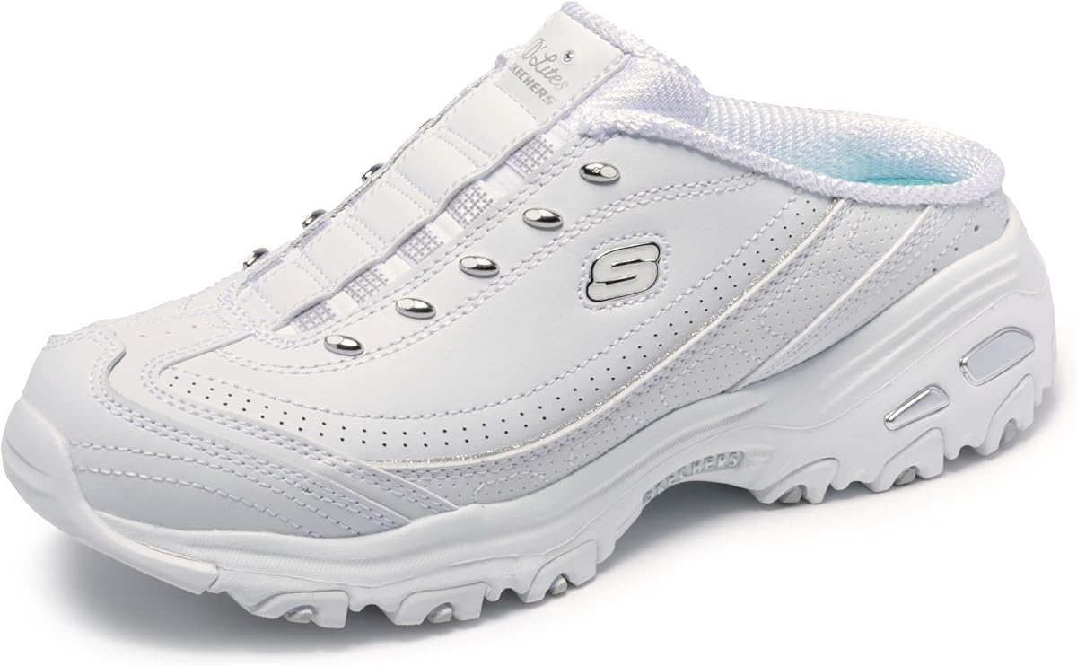 Skechers D'Lites Bright Sky - Zapatillas sin cordones para mujer | Plantilla de espuma viscoelástica refrigerada por aire, entresuela acolchada con suela flexible, zapatilla deportiva de moda con diseño de espalda abierta.