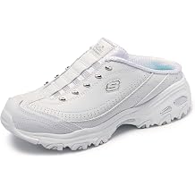 Skechers Sport Women's D'Lites Slip-On Mule Sneaker, White/Silver, 6 Wide