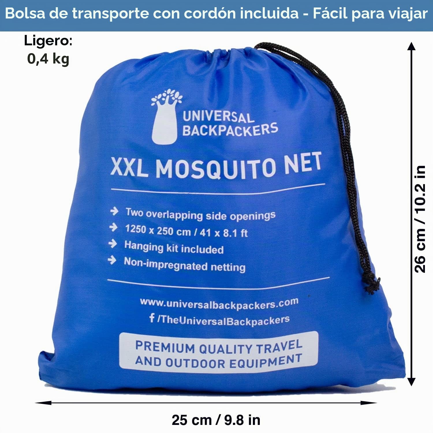 Malla Mosquitera para Camas Extra Grandes Blanco – 2 Aperturas a los Lados y Kit para Colgar en el Dosel de la Cama – Materiales Ligeros de Calidad y Fácil Instalación para Hogares y Viajes