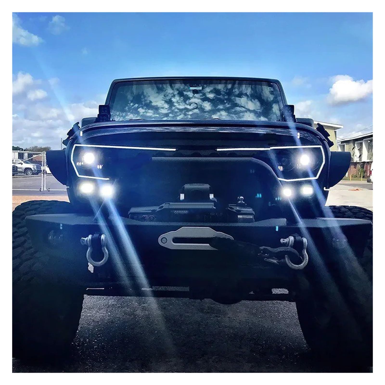 GRILLE PARE CHOCS Pour Jeep Pour Wrangler JK 2007-2018 Style Racing Avec Feux Jour À LED Grilles Pare-chocs Avant Extérieures Tout-terrain 4x4 Calandre Grille Nid D'abeille