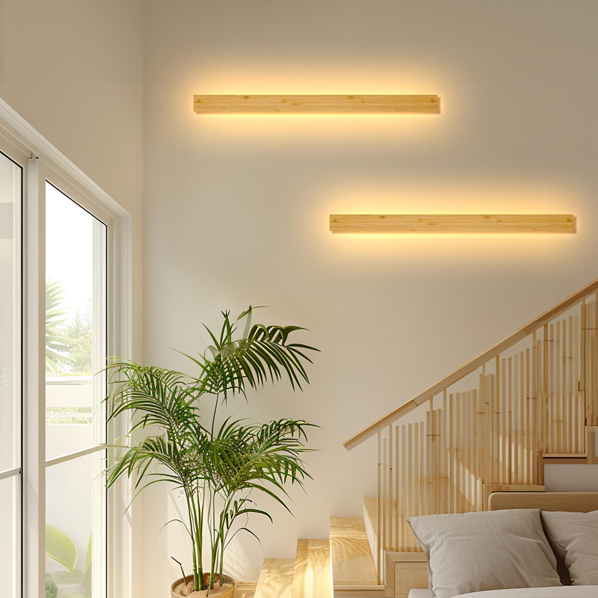 Wall lamp with LED lighting; 4W; swivel; decorative LED lighting for the bedroom; aluminum and wood; wood coloured; 21cm