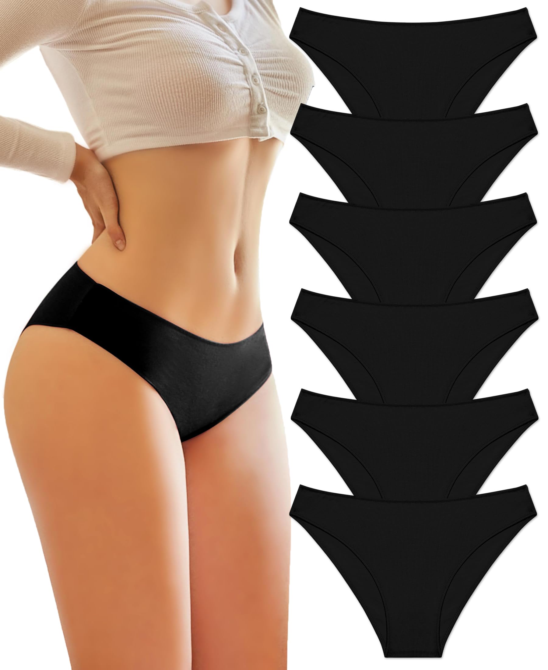 BeReady Unterhosen Damen Baumwolle Stretch Unterwäsche Frauen Slips Damen Niedrige Taille Panties Hipster Atmungsaktive Underwear Women Mehrpack 6er Pack