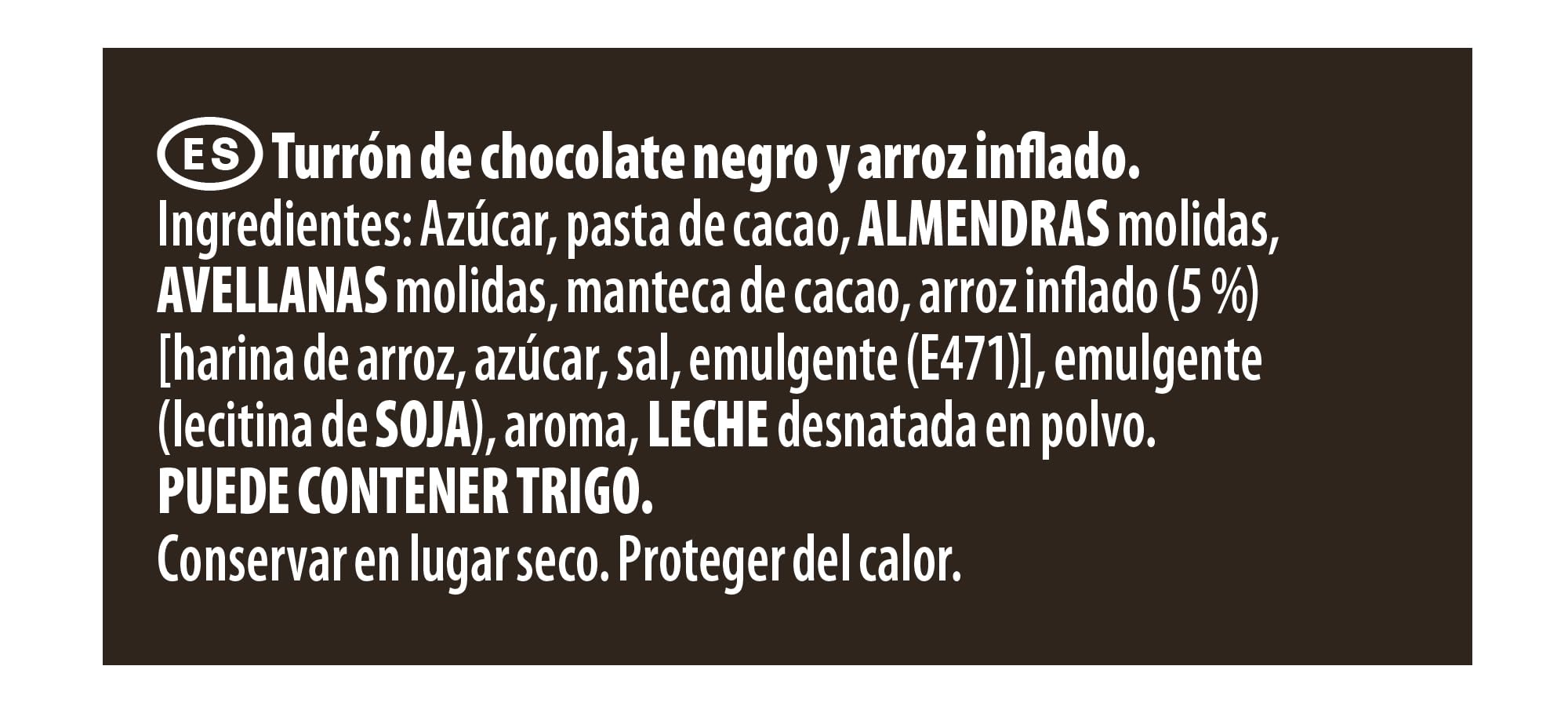 Suchard Turrón de Chocolate Negro con Arroz Inflado, Tradicional Delicia Navideña, Crujiente y Dulce - 230 g