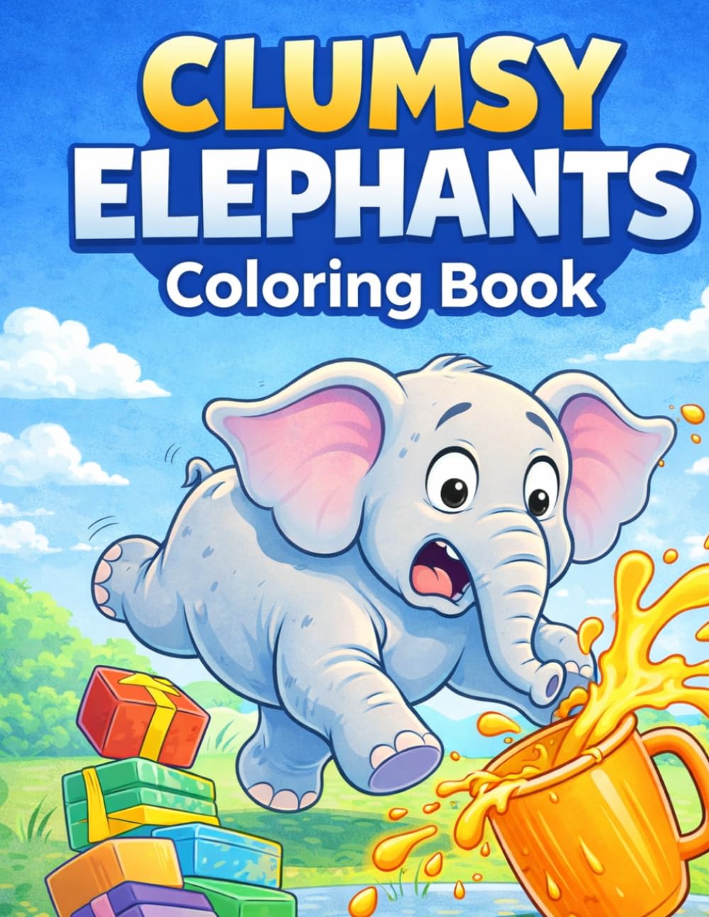 Clumsy Elephants Coloring Book: Funny Elephant Adventures Full of Silly Mishaps, Oops Moments, and Cute Chaos for Kids