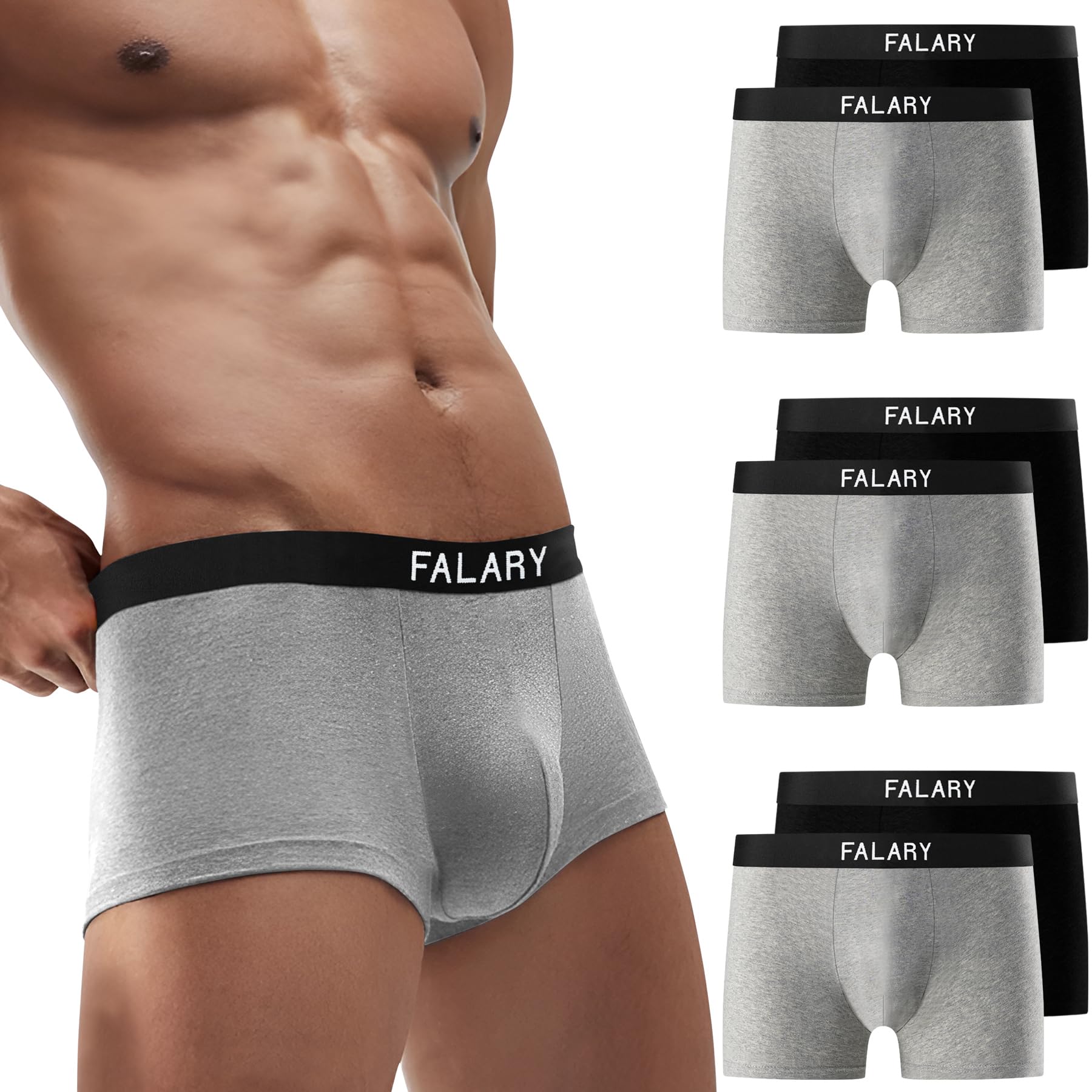 FALARY Boxershorts Herren 6er Pack Unterhosen Männer Retroshorts Ohne Kratzenden Zettel UnterwäSche Boxer Baumwolle(Gr. S - 3XL)