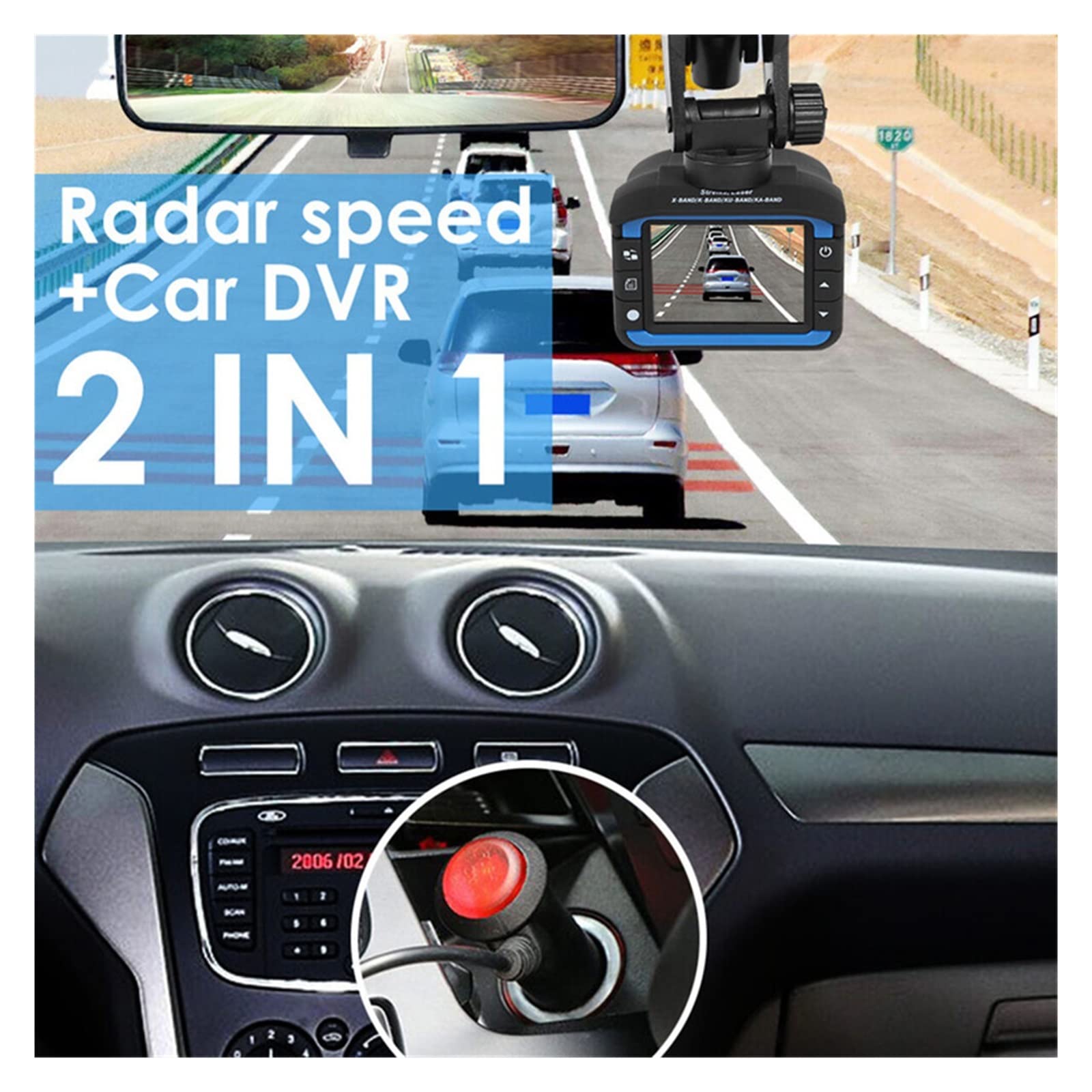 Cámara DVR For Coche 2 En 1, Detector De Radar, Cámara De Salpicadero, Grabadora De Vídeo, Tacógrafo, Dispositivo De Advertencia De Tráfico