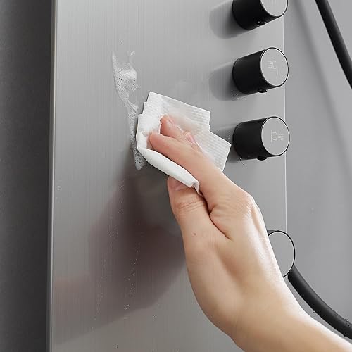 Miniatura 26 de BWE Panel de ducha 3 en 1, sistema de torre de acero inoxidable, cabezal de ducha de lluvia con ducha de mano y chorros corporales de masaje de Oro