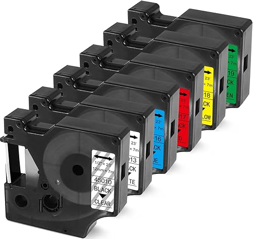 BOYEEZON Compatible con cinta de etiquetas Dymo D1 de 12 pulgada de repuesto para rotuladoras DYMO D1 45013 45010 45016 45017 45018 45019 para Dymo