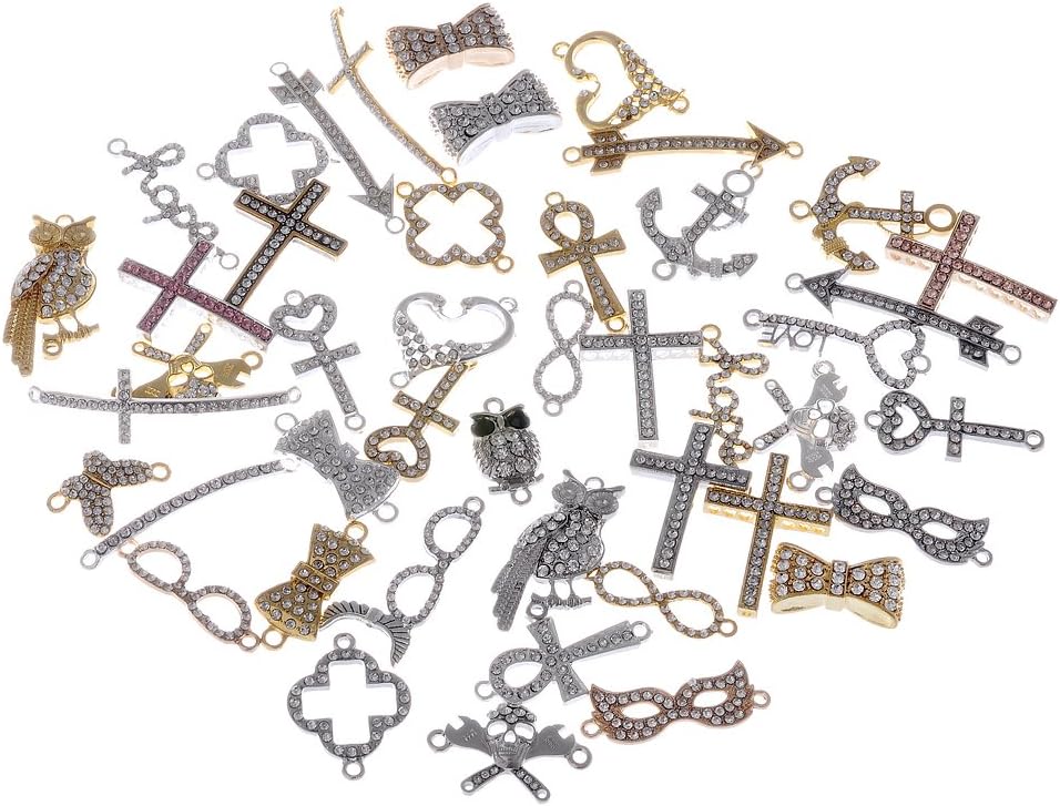 RUBYCA Mix Assortment 100pcs Lot Metal Sideways Crystal Bracelet Connector Bead DIY Jewelry