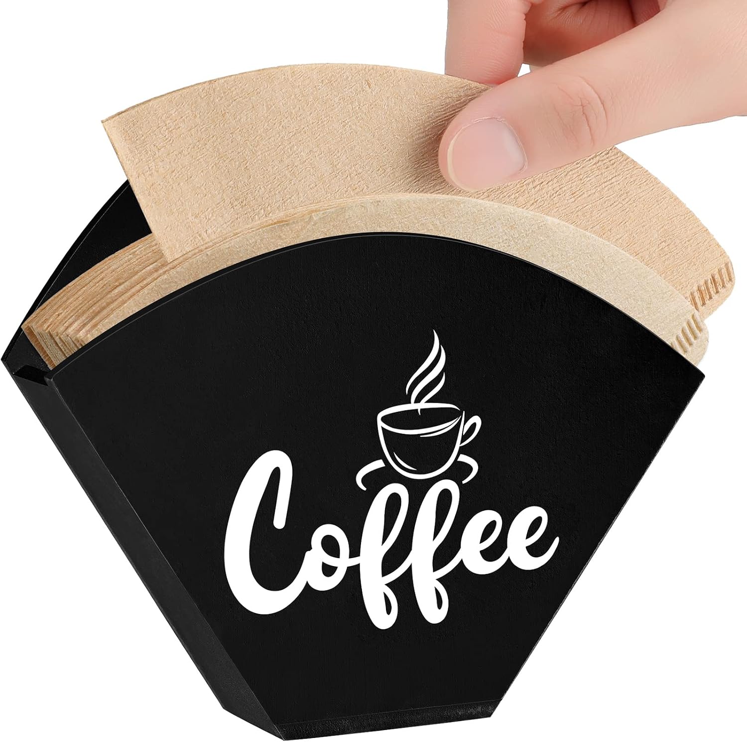 Yalikop Cone Coffee Filter Holder Farmhouse Dispenser Wall Mount, Black