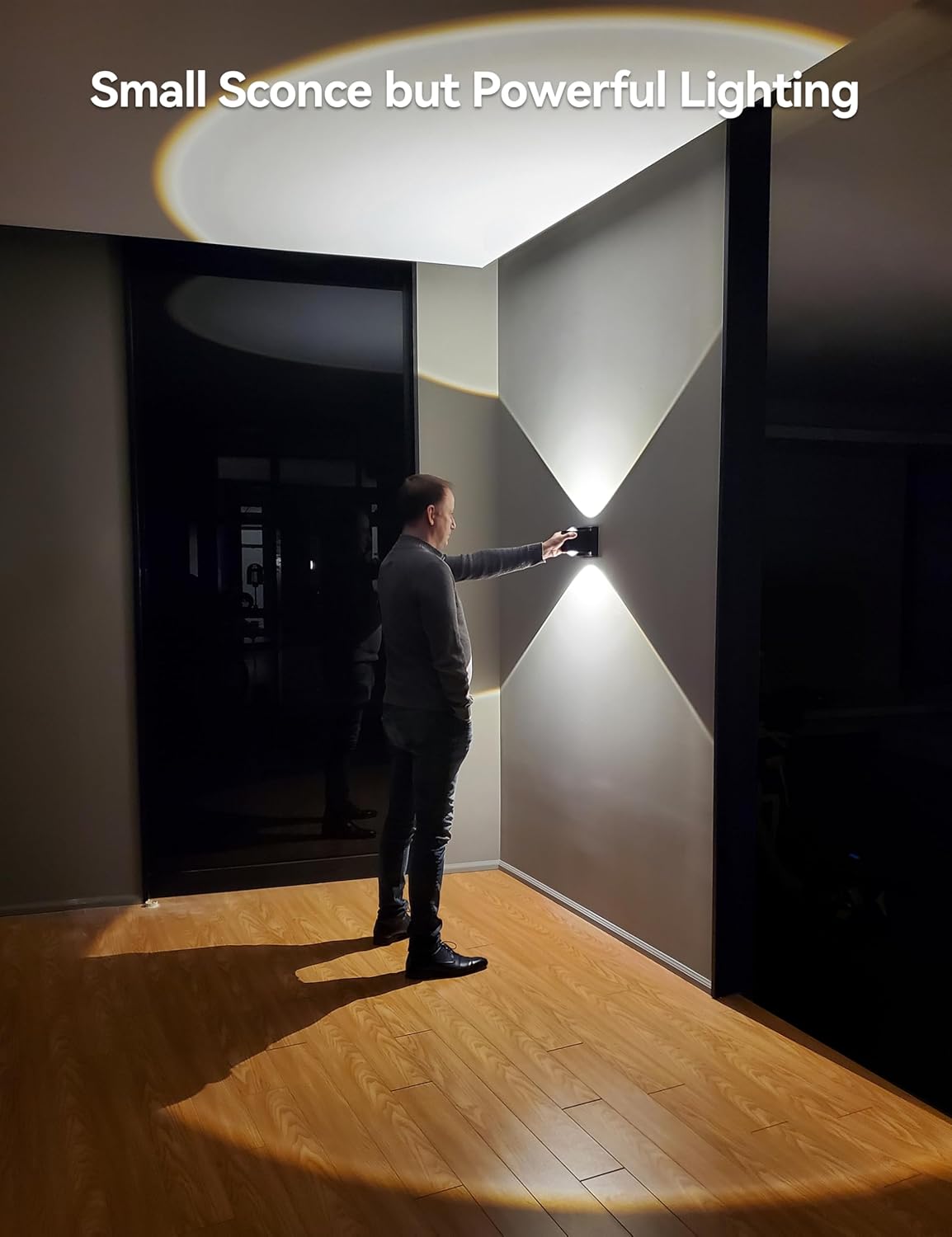 Tubicen LED Dimmable Wall Sconce Indoor Black Modern Up and Down Movie Theater Sconces Wall Lighting Hardwired 10W 3000K Bright Square Wall Lights for Living Room Hallway Stairway