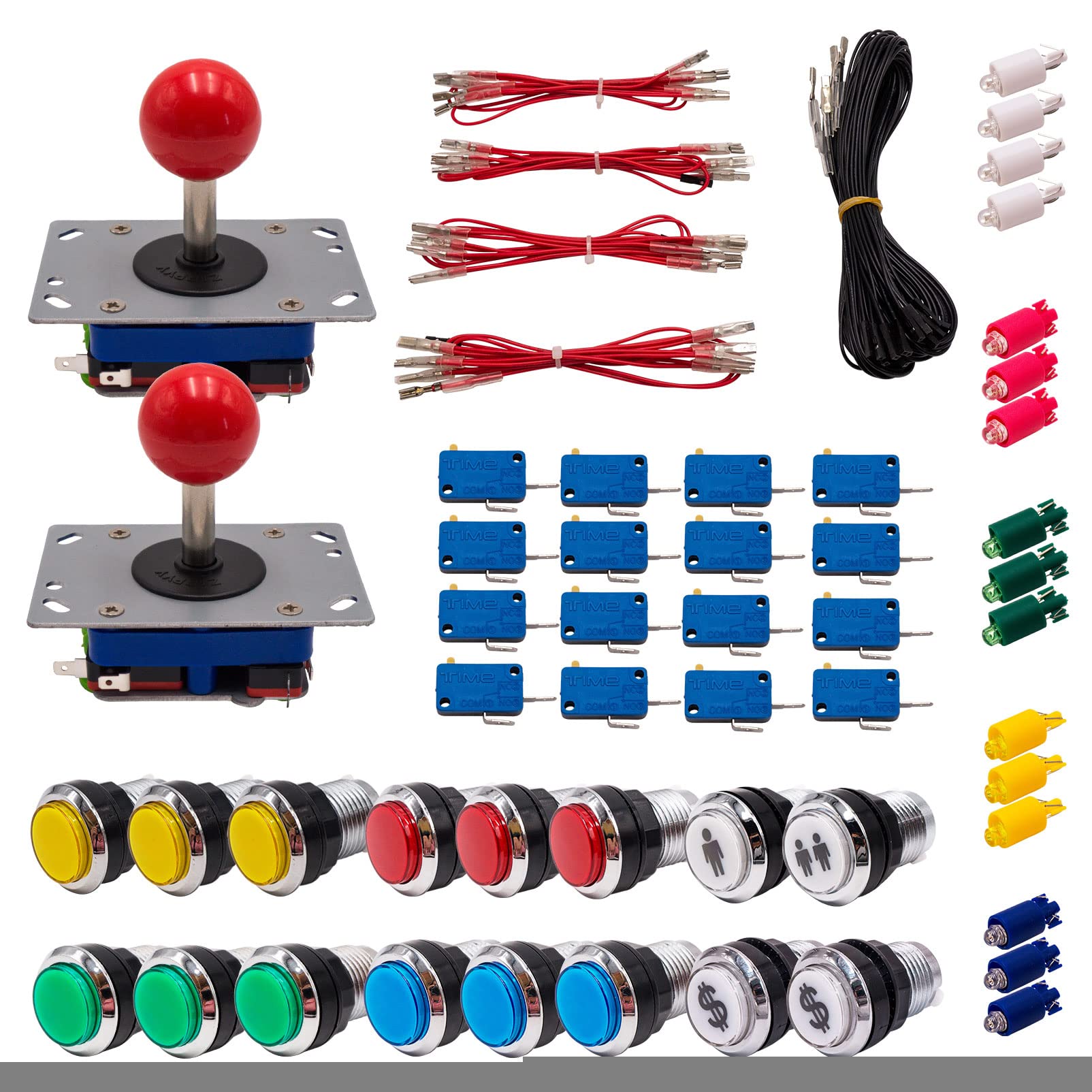 Kit Joystick e Pulsanti Arcade 2 Giocatori Luminosi Pulsanti Cromati Joystick Zippyy Aste Corte Palle Cavo Gpio Videogiochi Retro Gaming