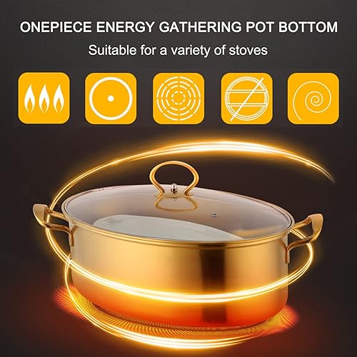 Miniatura 7 de HMWOKPOT Vaporizador de pescado de acero inoxidable, olla ovalada multiusos con estante, sartén de cerámica, portabrocas para cocinar pescado al