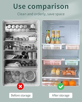 Retractable Drawer Organizer For Fridge, Refrigerator Storage Organizer Keep Tidy Shelf Organiser for Vegetables and Fruits (4 Pcs)