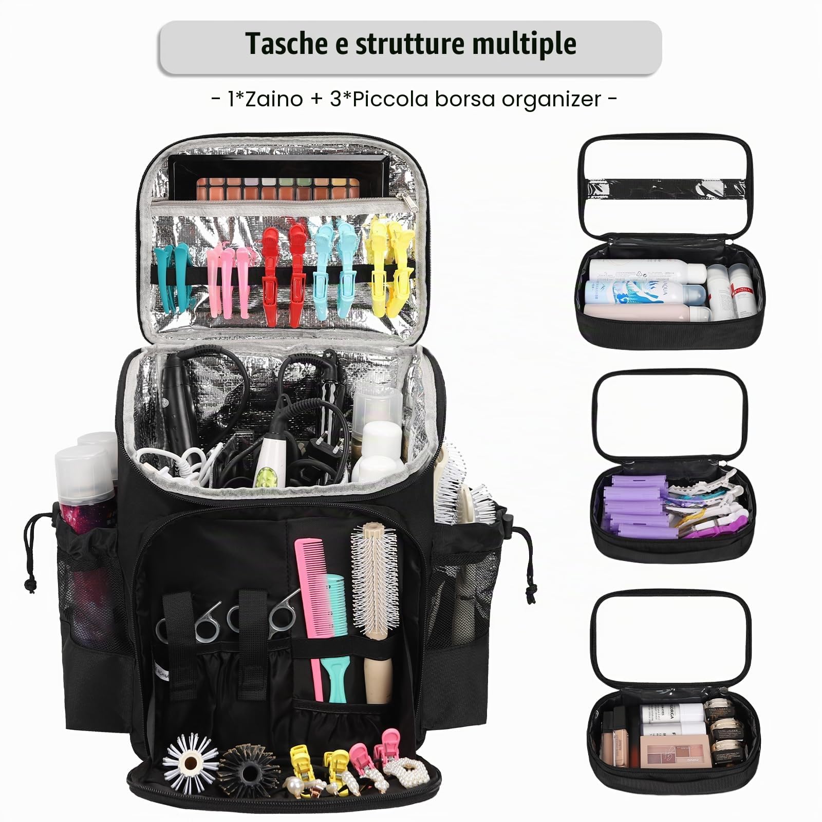 Borse da viaggio 'parrucchiere' di grande capacità, borsa 'borsa' con separatori regolabili, strumenti per capelli, borse cosmetologiche professionali
