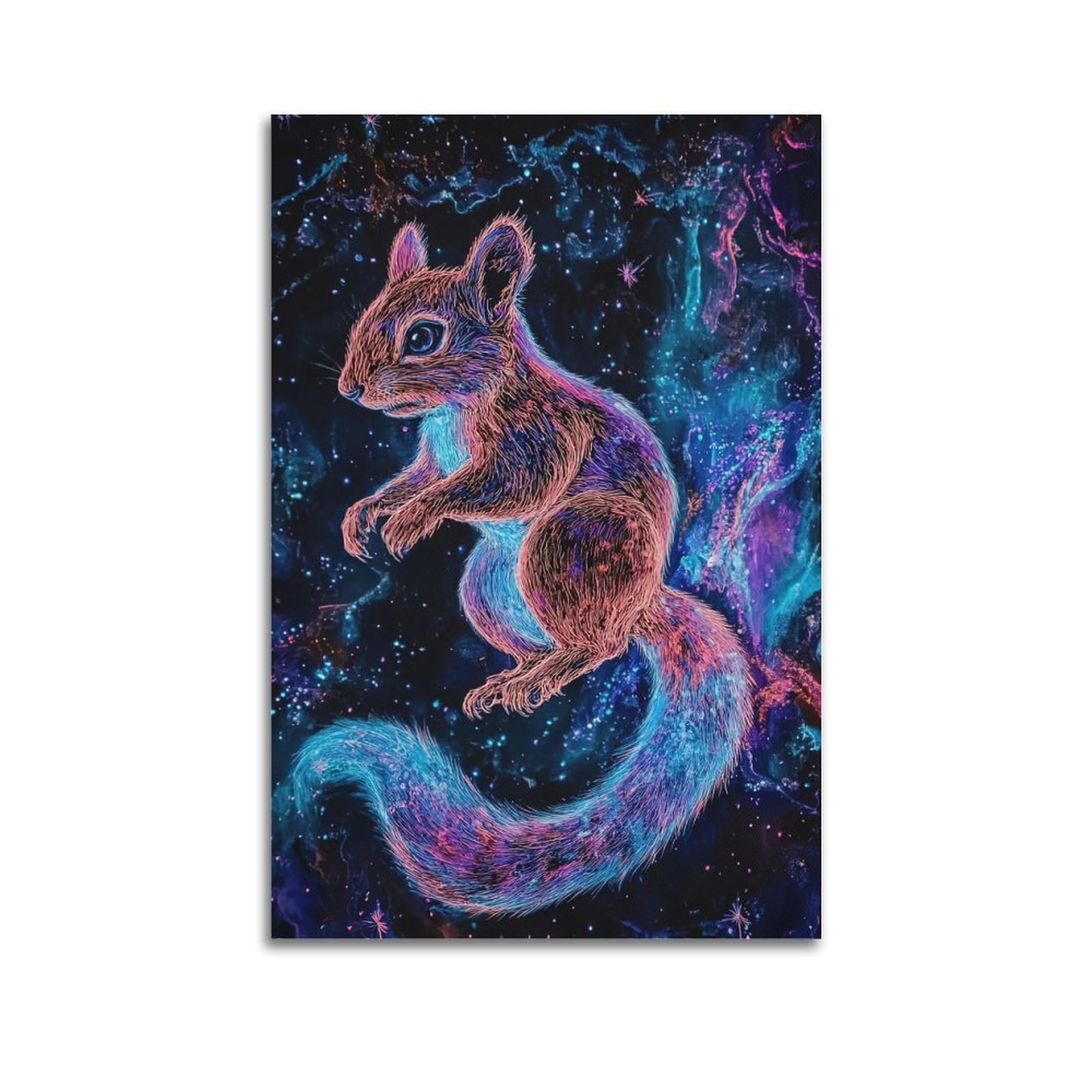 WZKTCL Animal Poster Squirrel in The Stars Poster Decorative Painting Canvas Wall Posters And Art Picture Print Modern Family Bedroom Decor Posters 24x36inch(60x90cm)