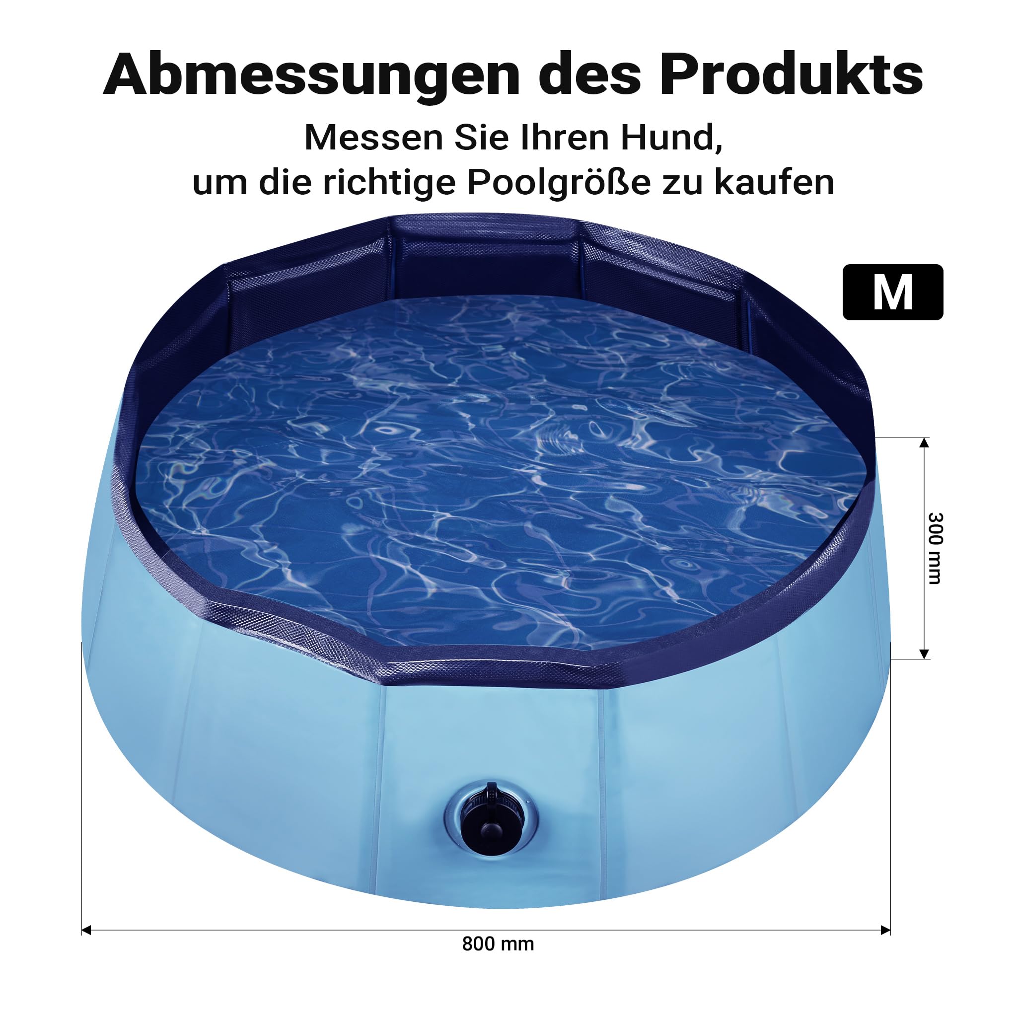 Fudajo Hundepool 80 x 30 cm rutschfestes Hundeplanschbecken, Hundeschwimmbad faltbar aus PVC, Hundebadewanne mit verstärkten Kanten, tragbarer Pool für Hunde