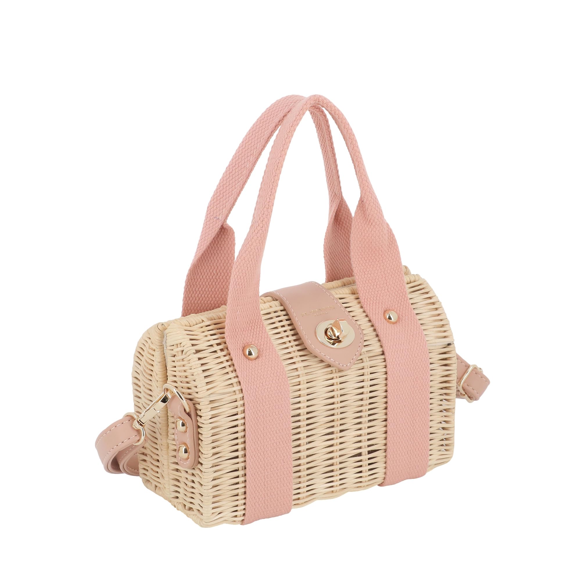 flora & co Sac à Main Bandoulière en Paille Tissée pour Femme - Petit Sac de Plage Vacances Estival - Besace Bohème Porté Main Épaule - Chic Moderne