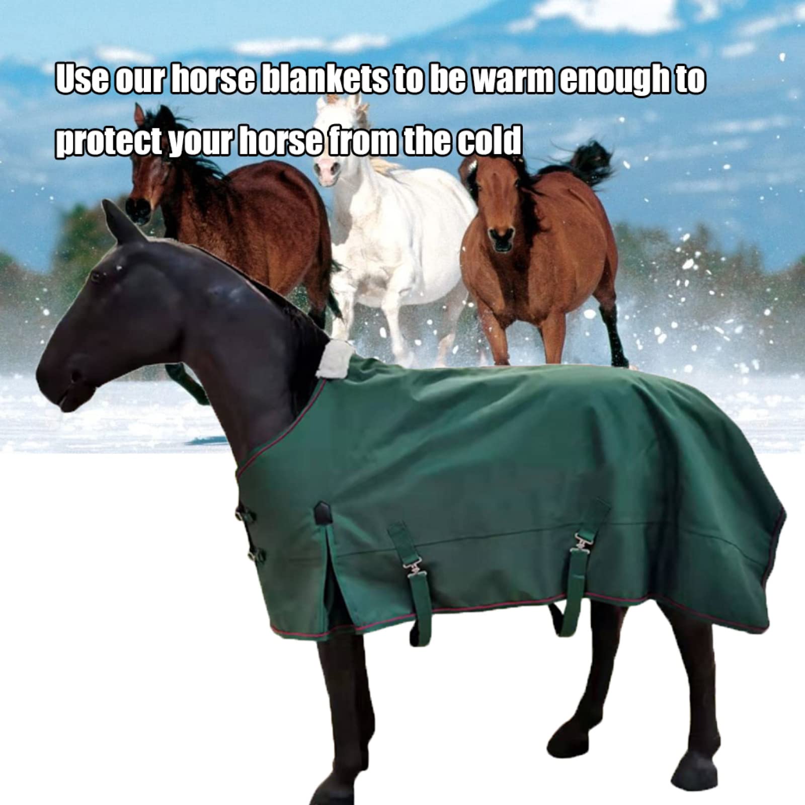 Mantas para Caballos para Invierno, 1200D, Color Verde, de Peso Pesado, Manta Impermeable, para Invierno, Manta para Caballos, Térmica, Cómoda para Hombres Al Aire Libre, 155 Cm / 61 Pulgadas