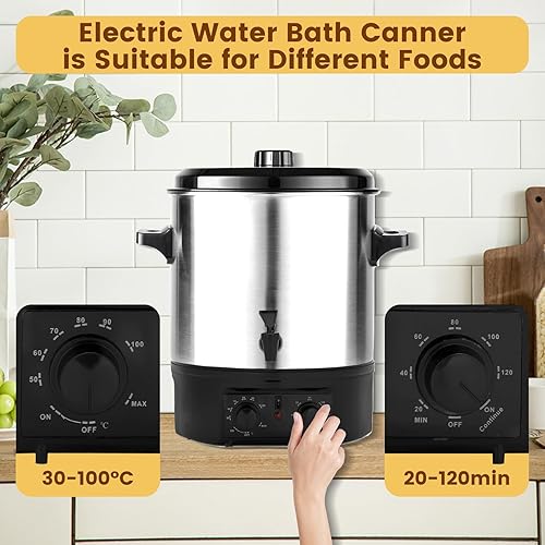 Miniatura 4 de Jarra eléctrica de baño de agua  Enlatadora eléctrica grande de 24.5 cuartos de galón con temporizador digital y control de temperatura ajustable