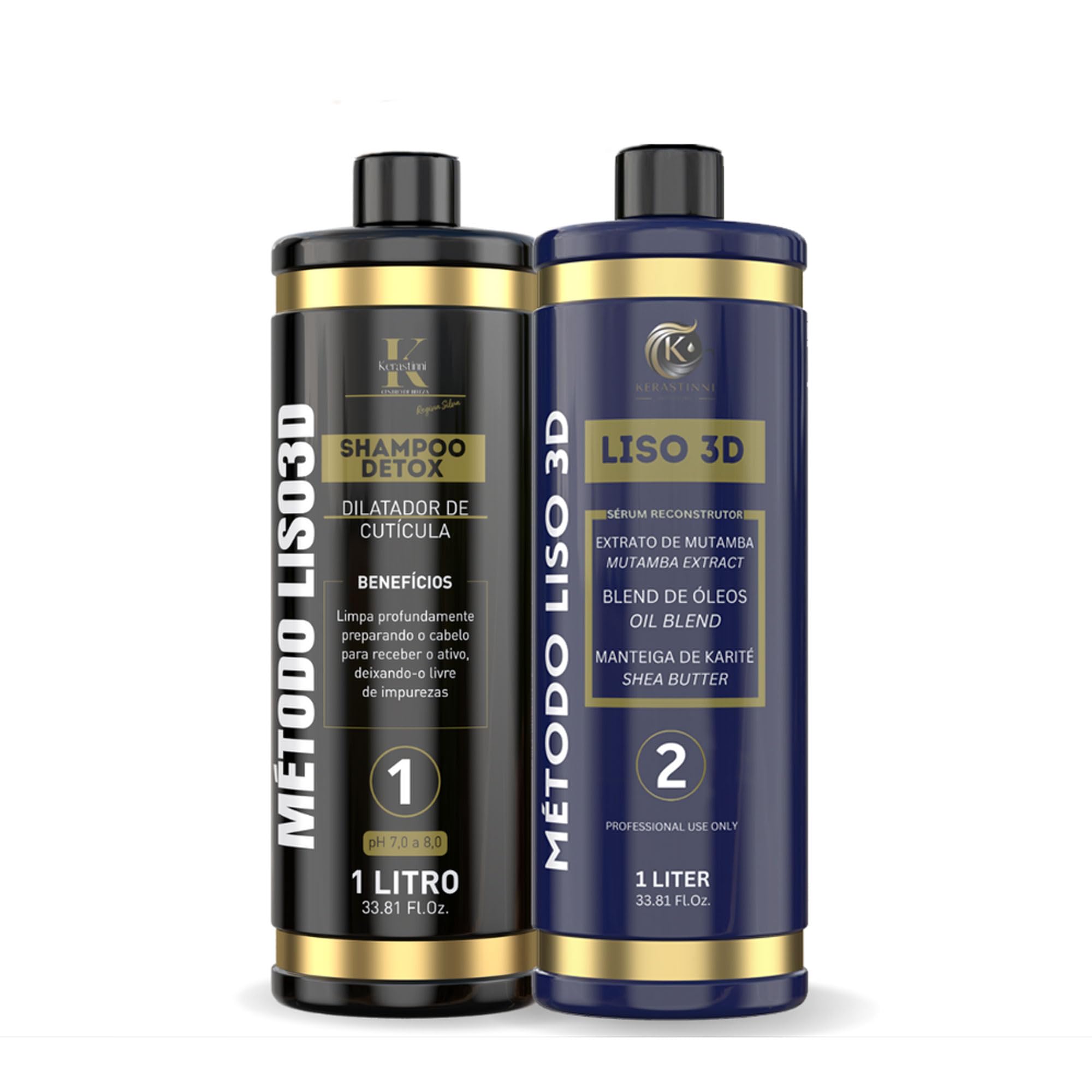 Kerastinni Metodo Liso 3D Kit, trattamento permanente per capelli + shampoo disintossicante da 1000 ml, per tutti i tipi di capelli